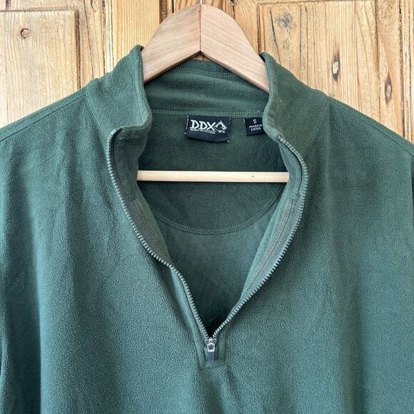 Men's DDX Dri-Duck Small Dark Green Quarter Zip Fleece Sweater Pullover‎ V-Neck - Picture 2 of 11